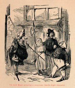 The Lord Mayor arresting a suspicious Twelfth-Night Character by John Leech