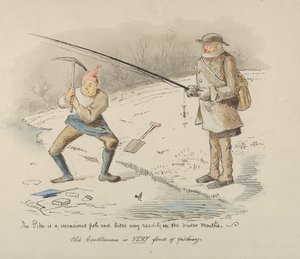The Pike is a voracious fish and bites readily in the Winter months-Old Gentleman, 1830-64 by John Leech