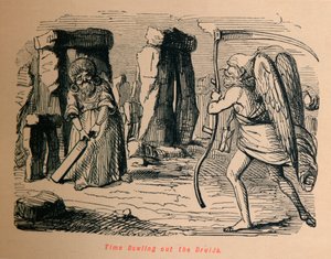 Time Bowling Out the Druids, c1860 by John Leech
