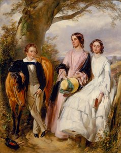 Group Portrait of Two Women, a Boy and his Pony by John Lucas
