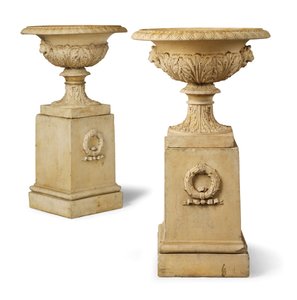 Pair of Urns and Pedestals