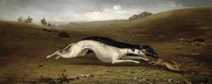 Hare Coursing in a Landscape, 1870 by John Marshall