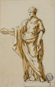 Standing Female Figure with Right Arm Raised by John Michael Rysbrack