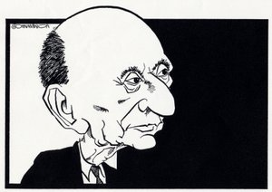 Arnold Schoenberg, caricature by John Minnion