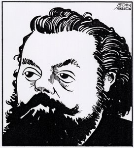 Modest Petrovich Mussorgsky - caricature portrait by John Minnion