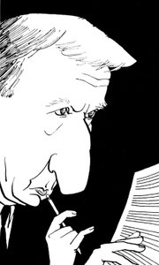 Richard Rodney Bennett, caricature by John Minnion
