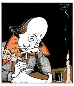 William Shakespeare writing a play by John Minnion by John Minnion