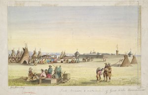 Fort Union & Distribution of Goods to the Assiniboins by John Mix Stanley