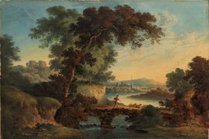 Landscape with Castle and Bridge, about 1808-20 by John Oldfield