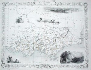 Victoria or Port Phillip, Australia, from a Series of World Maps published by John Tallis & Co, New York & London by John Rapkin