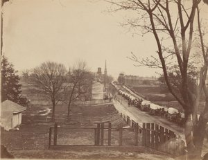 Train of Army Wagons Entering Petersburg, Virginia, April 1865