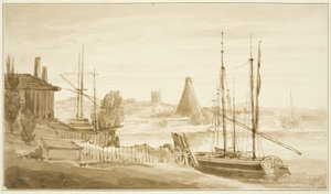 View from the East End of Mardyke towards the Limekiln Glasshouse by John Reverend Eden