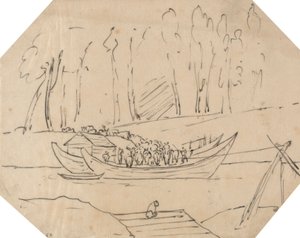 Cattle on a Boat by John Robert Cozens