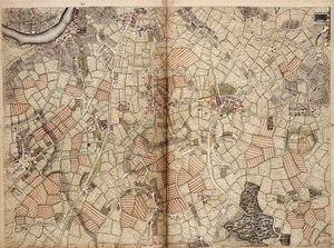 Map of Vauxhall, Clapham, Peckham and Dulwich by John Rocque