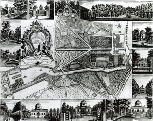 Plan of the Garden and View of the Houses at Chiswick on the Thames