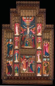Design for Reredos at Holy Trinity Church, Florence, in Gothic Revival Frame by Bernini of Florence by John Roddam Spencer Stanhope