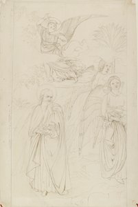 Drawing of Abraham Parting from the Angels from Benozzo Gozzoli by John Ruskin
