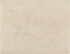Pencil Outline of a Part of the Fresco of The Friends of Job, 1845 by John Ruskin