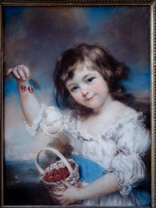 Portrait of a Little Girl in the Basket of Cherries