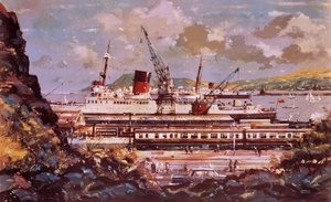 Fishguard Harbour Scene by John S. Smith