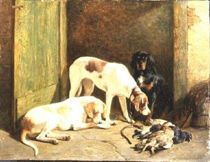 Pointers and a Gordon Setter by John Sargent Noble