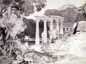 Classical Colonnade in a Woody Landscape by John Sell Cotman