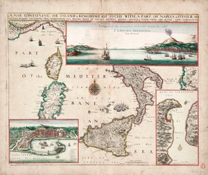 Map containing the island and kingdom of Sicily, with a part of Naples, and other adjacent coasts including the Tyrrhenean Sea