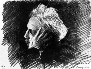 Portrait of Gabriel Fauré (1845 - 1924), French composer. Charcoal by his friend John Singer Sargent (1898)