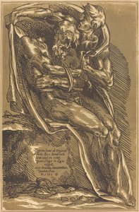 A Naked Man, Seated, with His Hands Tied by John Skippe after Baccio Bandinelli