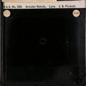 Astronomical glass plate slide of Annular Nebula in Lyra by John Stanley Plaskett