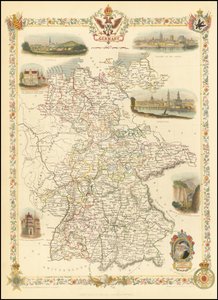 1851 Map of Germany by John Tallis