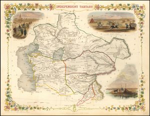 1851 Map of Independent Tartary by John Tallis
