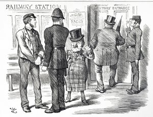 Cartoon commenting on the pleas for a block system signal to be made compulsory on British Railways