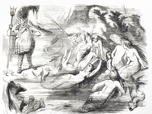 Cartoon commenting on the second attempt to lay the Atlantic Telegraph Cable by John Tenniel