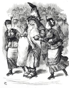 Cartoon Depicting Father Christmas Roller-Skating by John Tenniel
