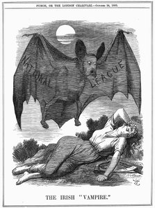 Irish National League shown as a vampire preying on Ireland