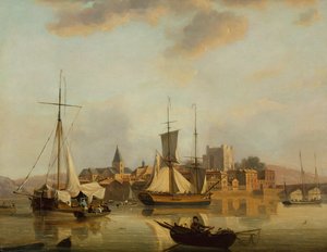 A View of Rochester with Shipping by John Thomas Serres
