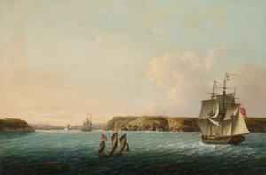The Coast and Entrance of Brest, with the HMS Boadicea Making Signal to a Repeating Frigate of the Number of French and Spanish Ships at Anchor in the Harbor