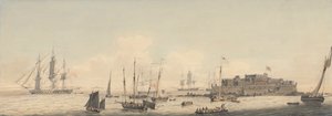 View of Castle Cornet, Guernsey, Channel Islands, with Shipping by John Thomas Serres