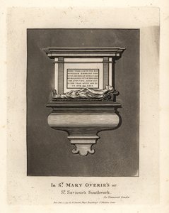 Grave effigy and monument to honest man William Emerson, died 1575, in St Mary Overie’s or St Saviour’s Southwark