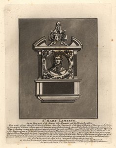 Grave effigy of Robert Scott, army officer in the Swedish and Danish services and military inventor, died 1631, St Mary Lambeth by John Thomas Smith
