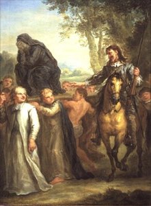 Don Quixote Mistakes a Statue of the Virgin Mary, Being Carried in Procession, as a Woman Taken Against Her Will by John Vanderbanck