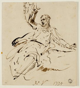 Seated Male Figure with Raised Arm by John Vanderbank