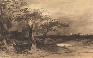River, Trees and Distant Town