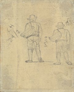 Two Studies of a Figure Holding a Basket by John Varley