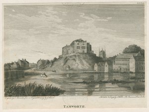 Tamworth Castle: Engraving by John Walker