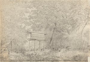 A Toopapapoo of a Chief, with a Priest Making His Offering to the Morai, in Huoheine by John Webber