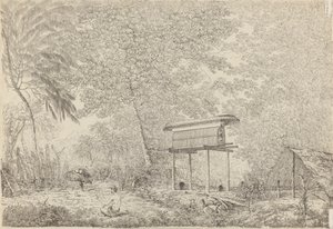 A Toopapapoo of a Chief, with a Priest Making His Offering to the Morai, in Huoheine by John Webber