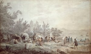 Captain Cook in Ship Cove, Queen Charlotte Sound by John Webber
