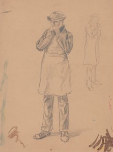 Caricature of Himself and of E. A. Abbey (recto); Two Studies of a Standing Man (verso)